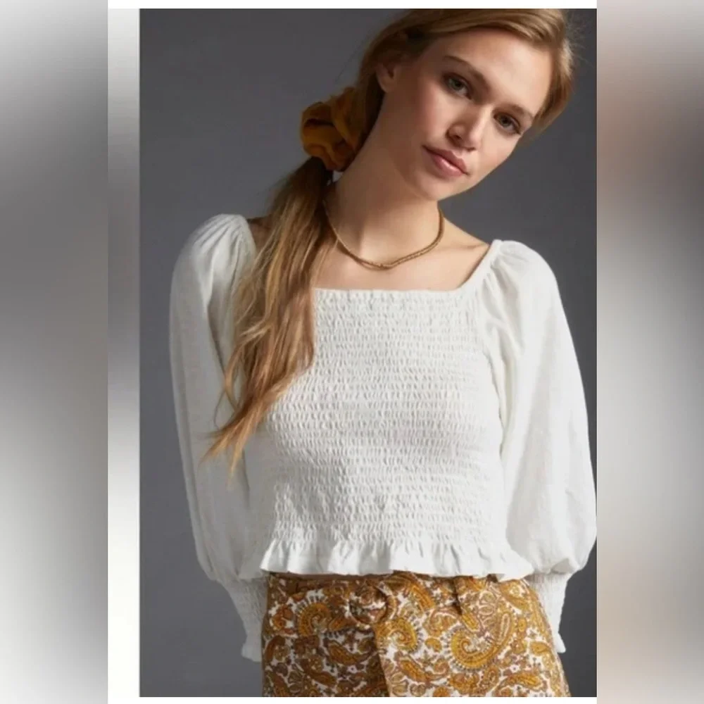 Anthropologie Pilcro Ginny Smocked Top - Size XS